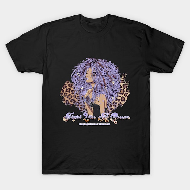 Esophageal Cancer Awareness Black Girl Leopard Supporting gift for Esophageal Cancer warrior T-Shirt by Susan chanel